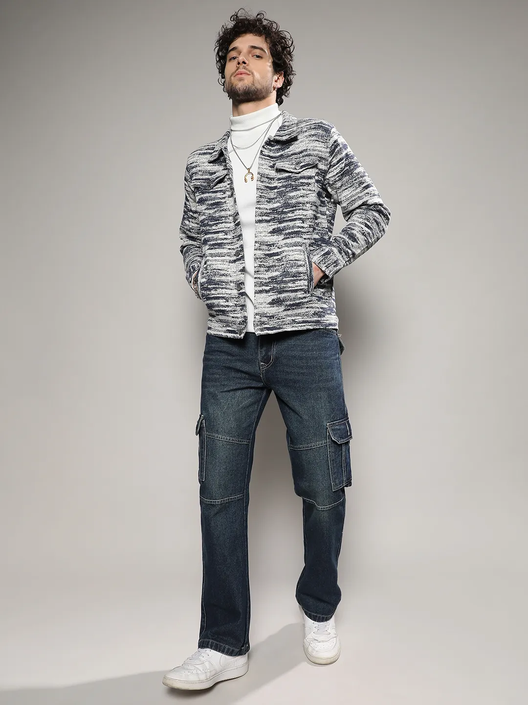 Contrast Heathered Denim Jacket - Image 5