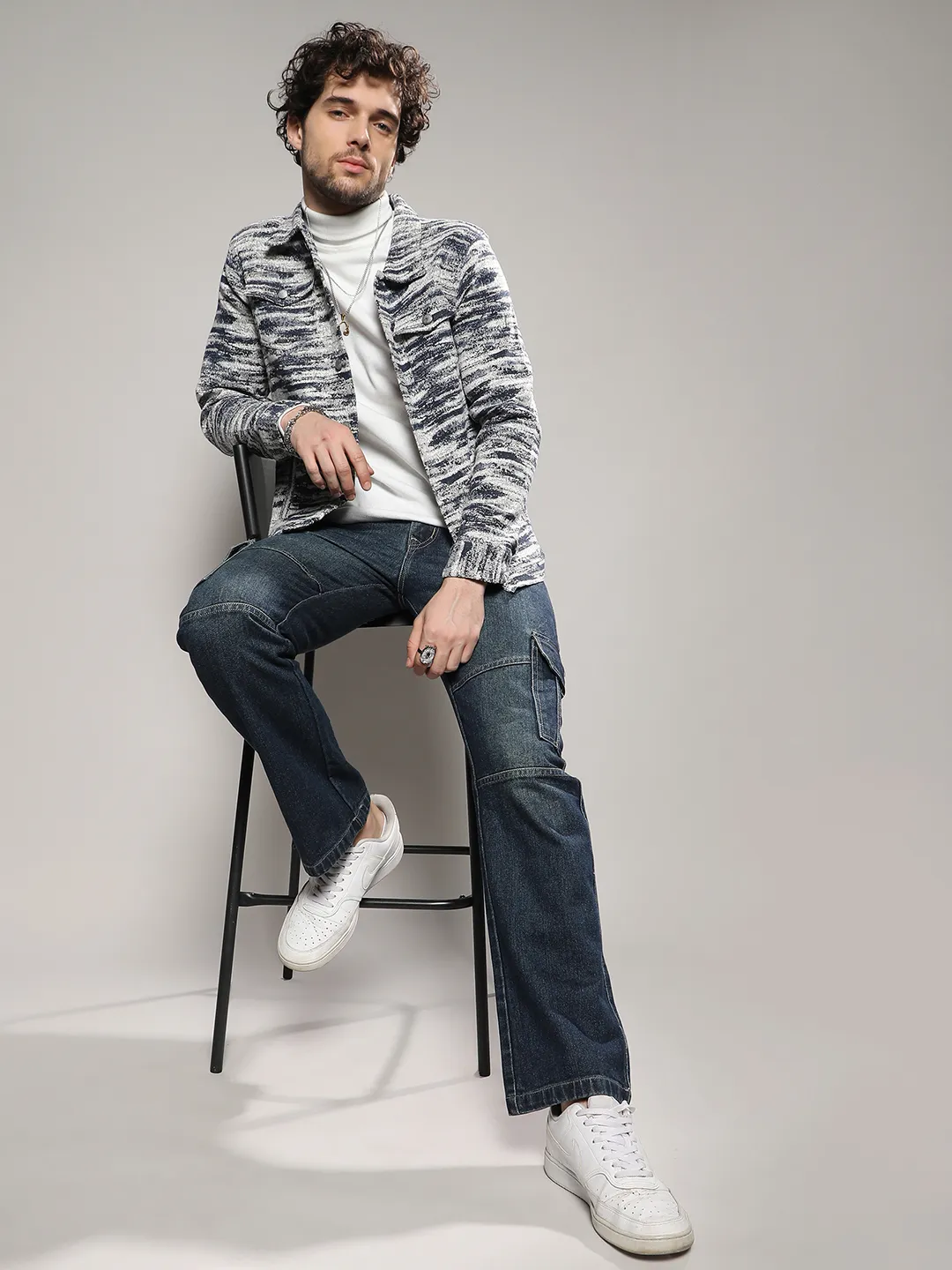 Contrast Heathered Denim Jacket - Image 6