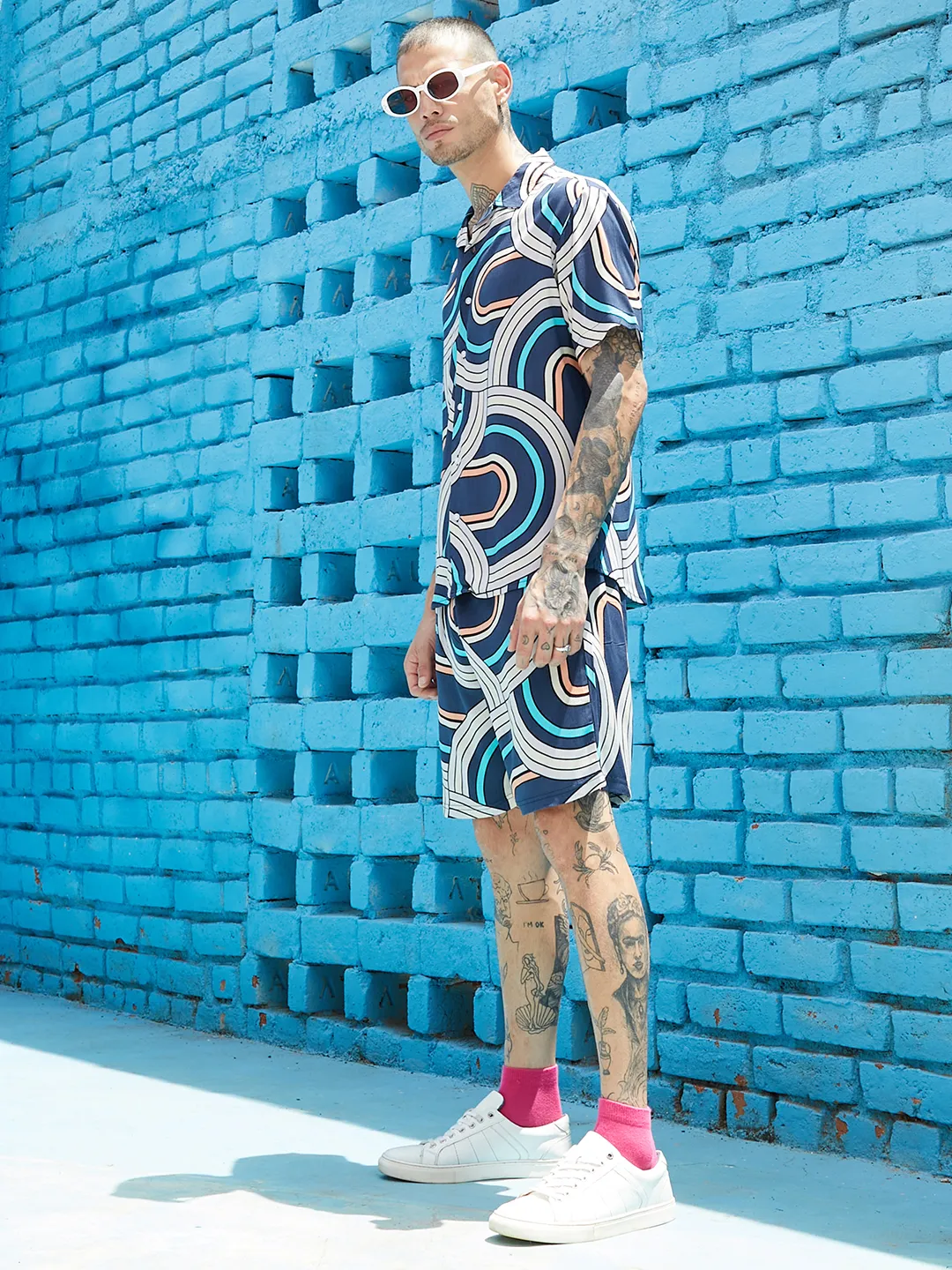 Navy Blue Contrast Print Co-Ord Set - Image 3