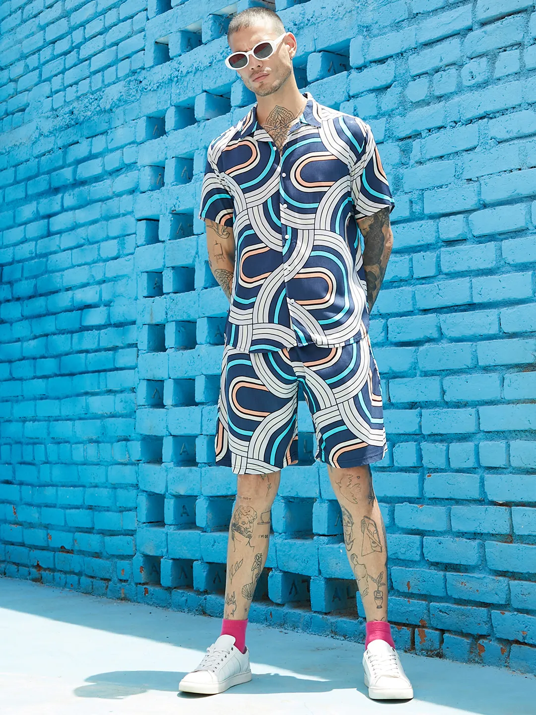 Navy Blue Contrast Print Co-Ord Set - Image 6