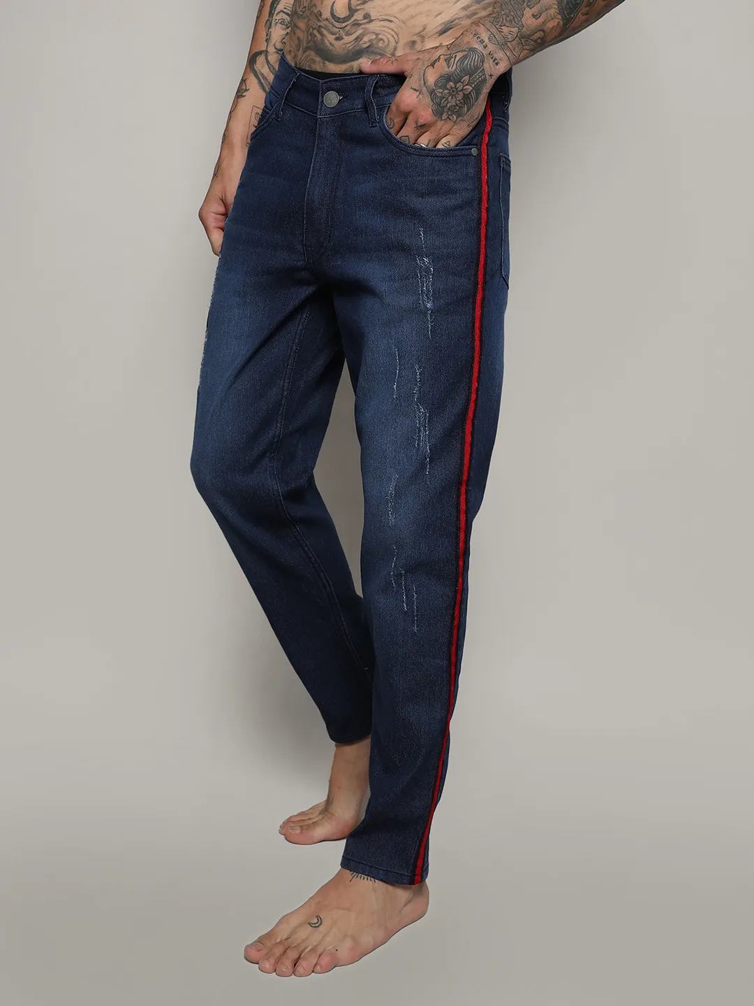 Contrast Side-Striped Denim Jeans - Image 3
