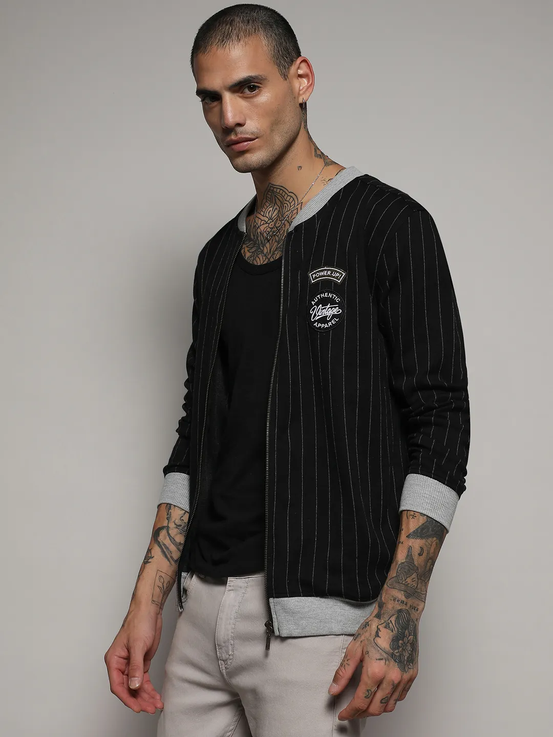 Pinstriped Jacket With Contrast Hem - Image 3