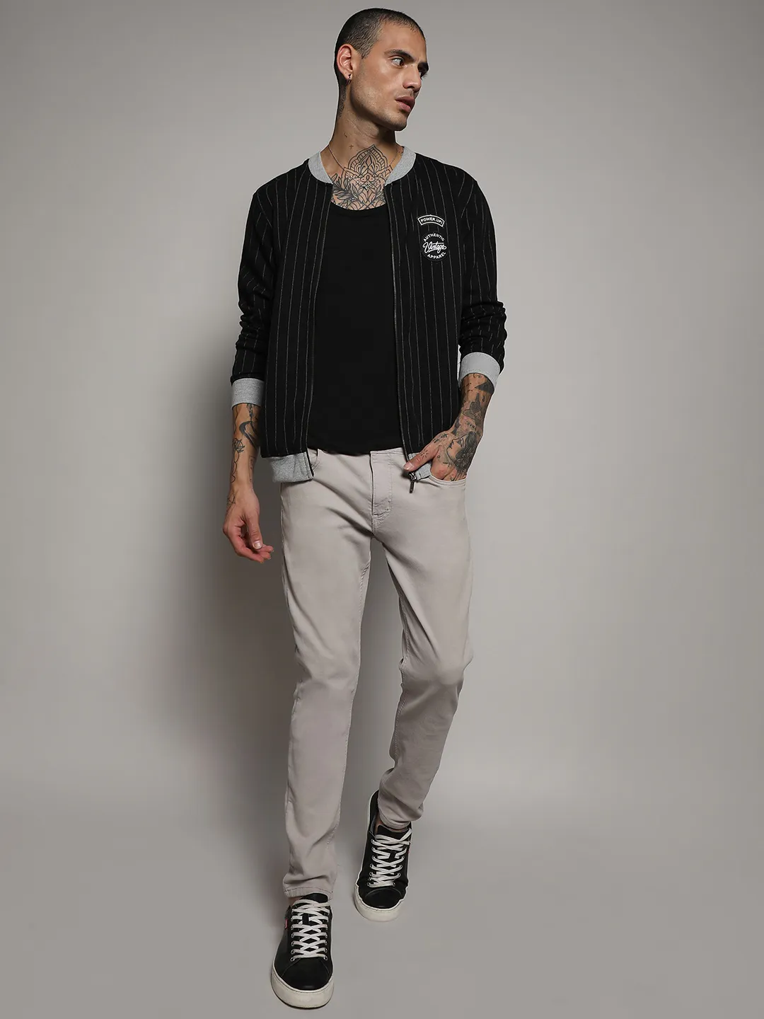 Pinstriped Jacket With Contrast Hem - Image 5