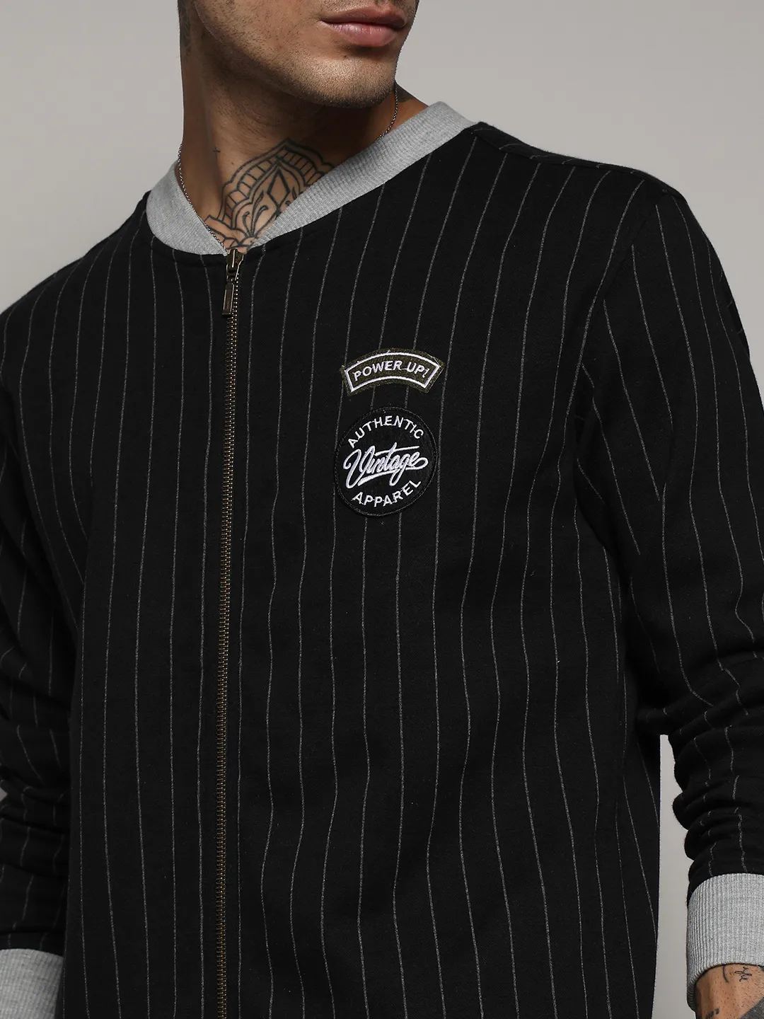 Pinstriped Jacket With Contrast Hem - Image 7