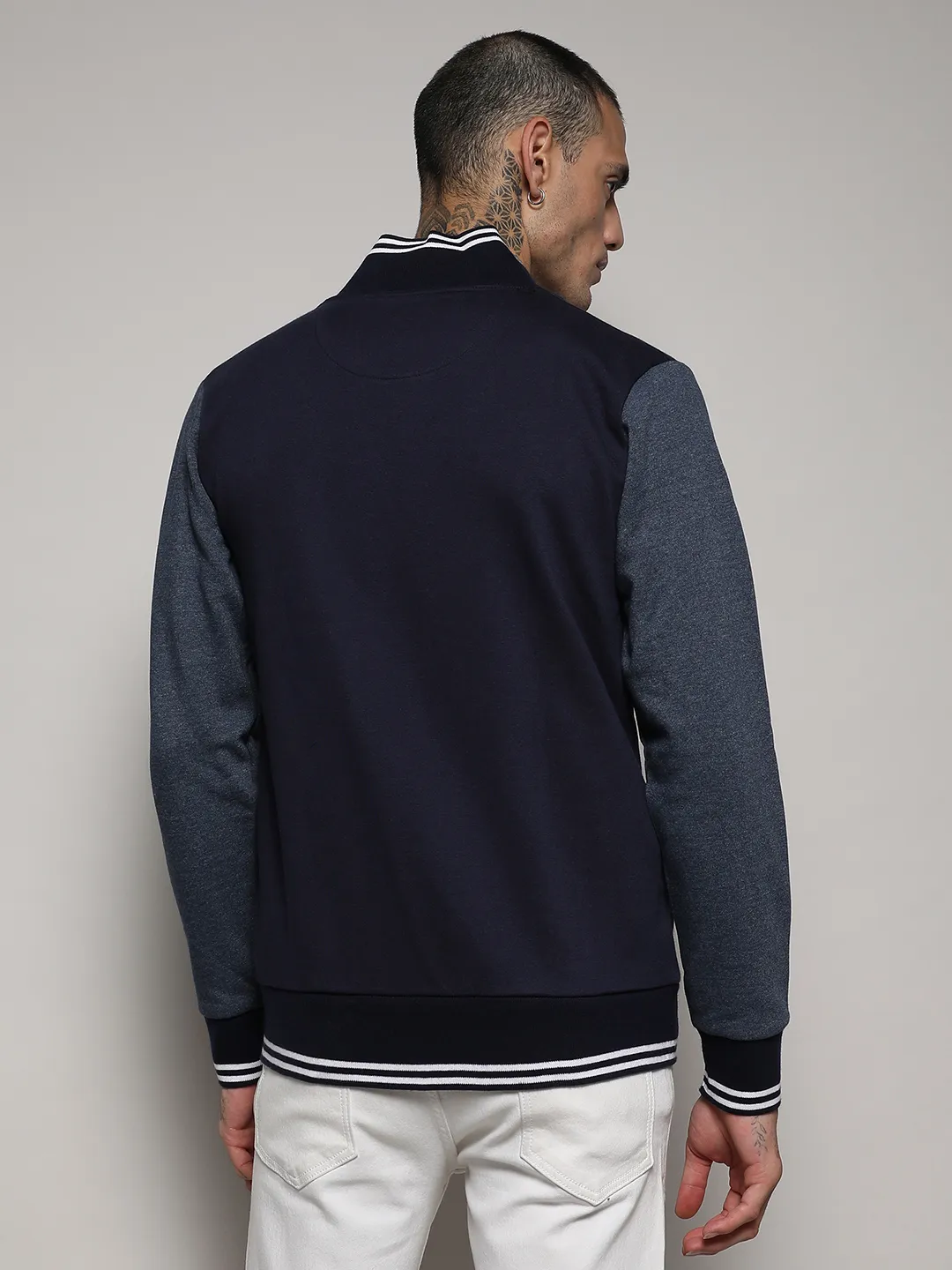 Zip-Front Jacket With Contrast Striped Hem - Image 4