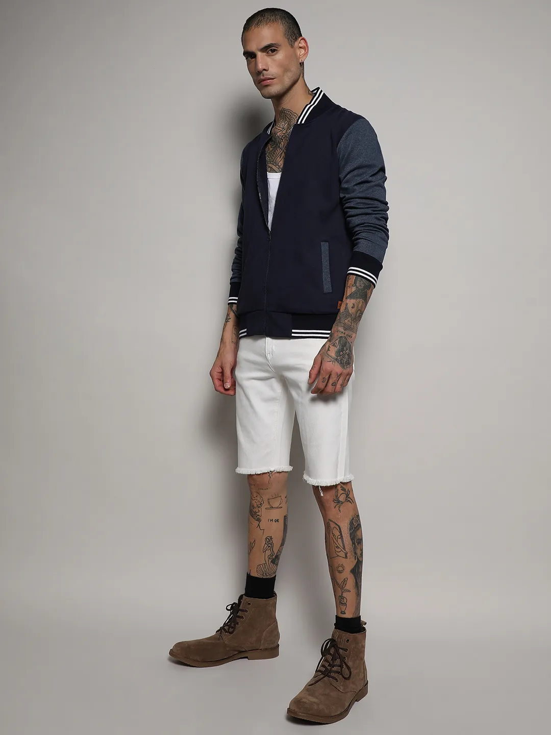 Zip-Front Jacket With Contrast Striped Hem - Image 5