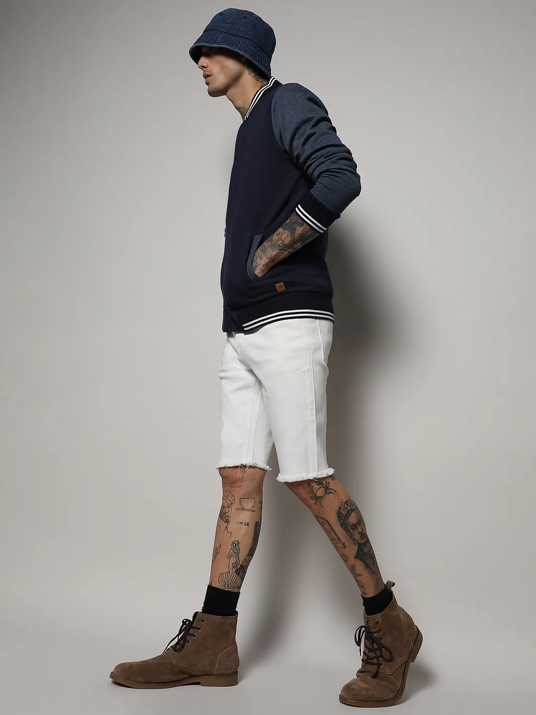 Zip-Front Jacket With Contrast Striped Hem - Image 6