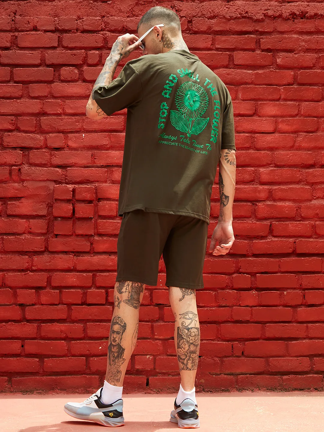 Oversized Forest Green Smell The Flower Co-Ord Set - Image 4