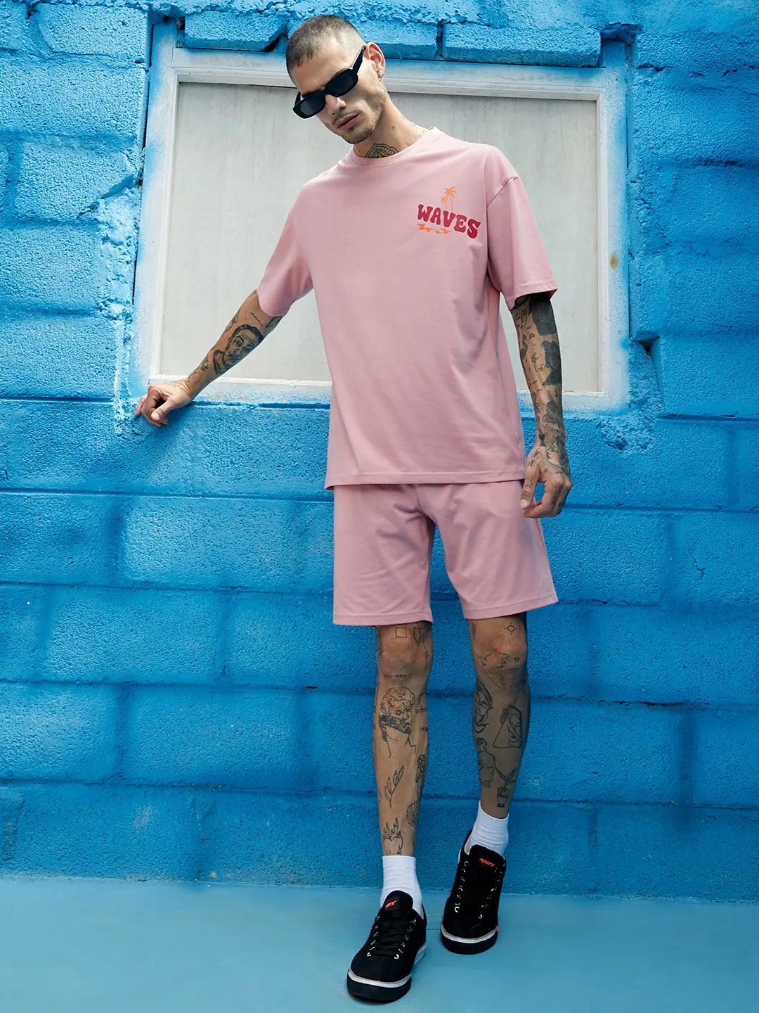 Oversized Pink Happy Waves Co-Ord Set - Image 2