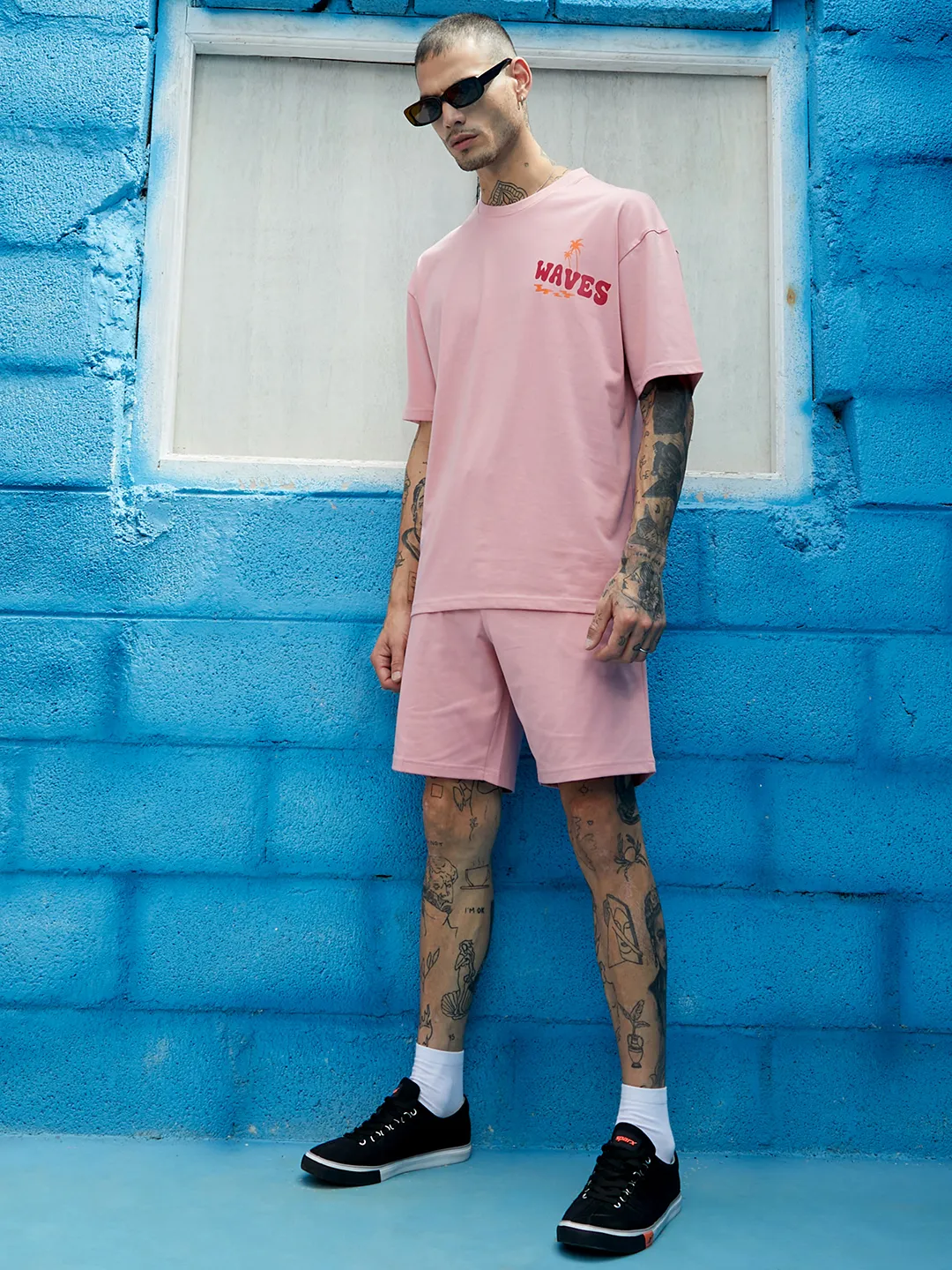 Oversized Pink Happy Waves Co-Ord Set - Image 3