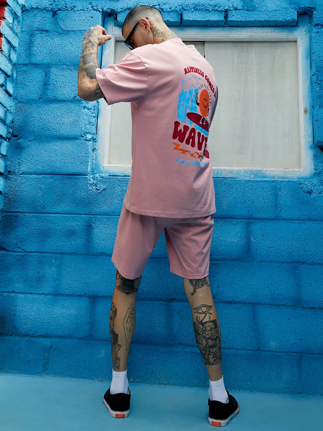 Oversized Pink Happy Waves Co-Ord Set - Image 5