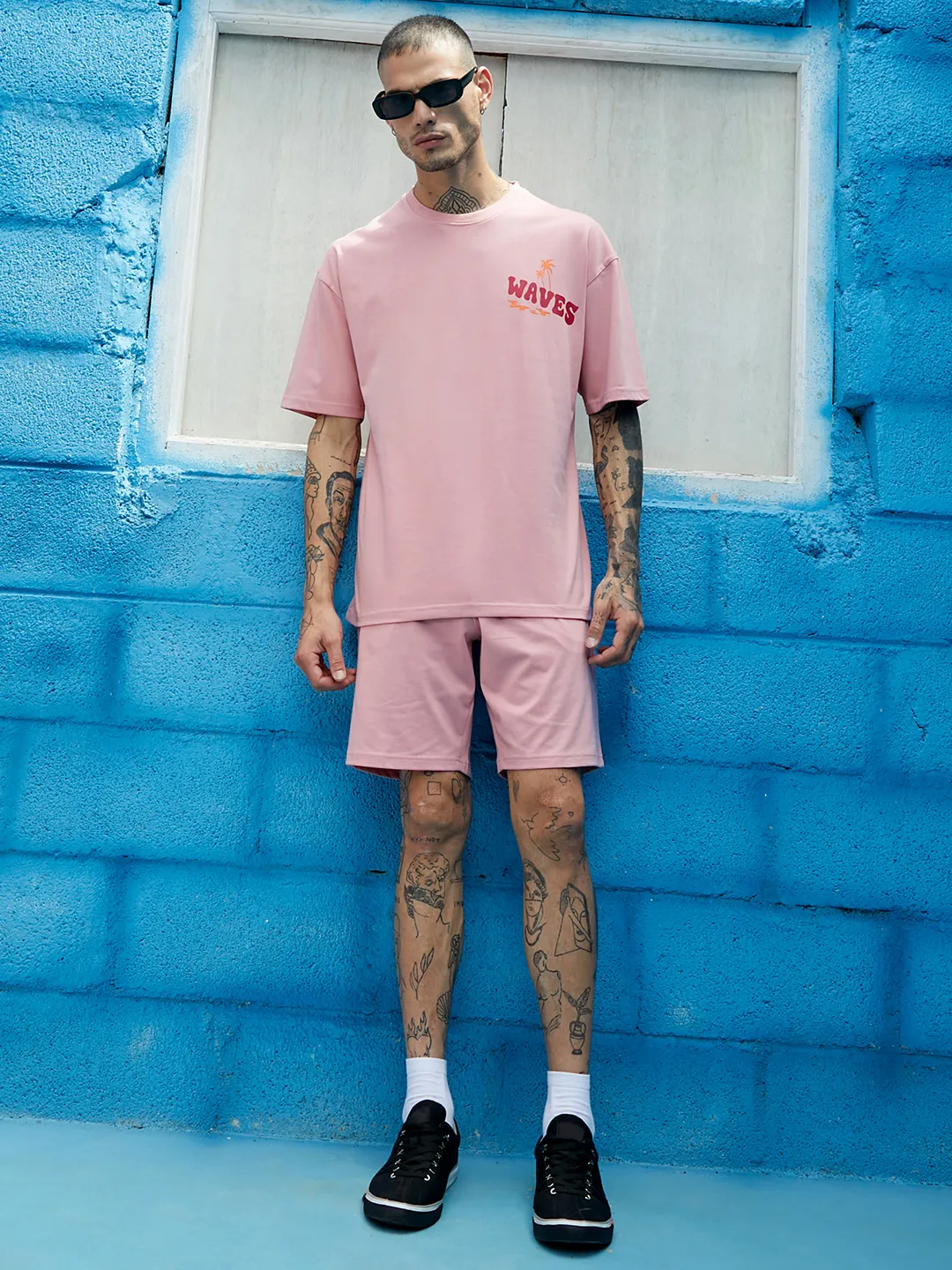 Oversized Pink Happy Waves Co-Ord Set - Image 6