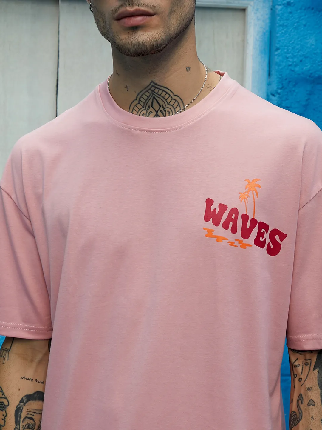 Oversized Pink Happy Waves Co-Ord Set - Image 7