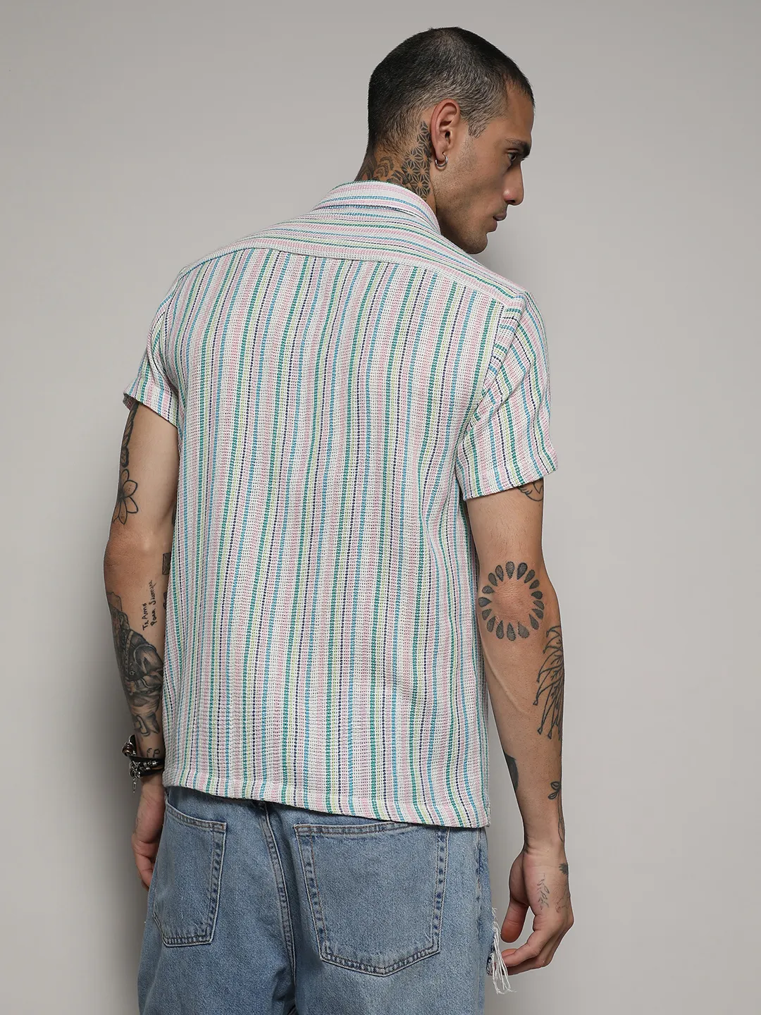 Unbalanced Striped Woven Shirt - Image 4