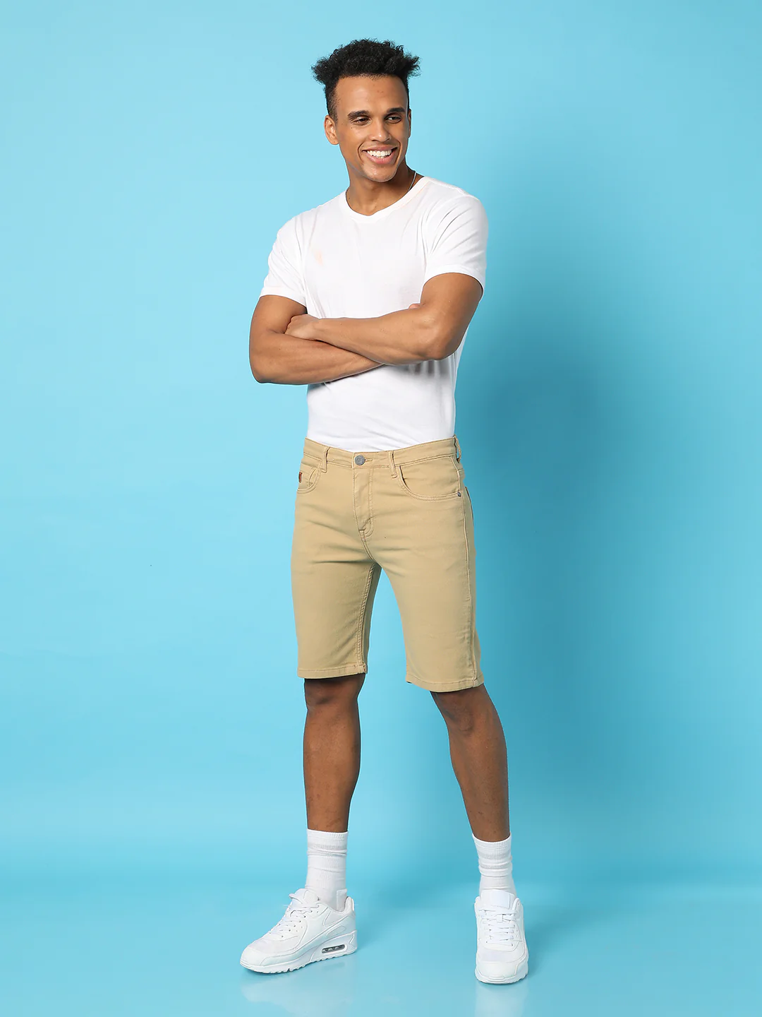 Solid Regular Denim Shorts - Image 6