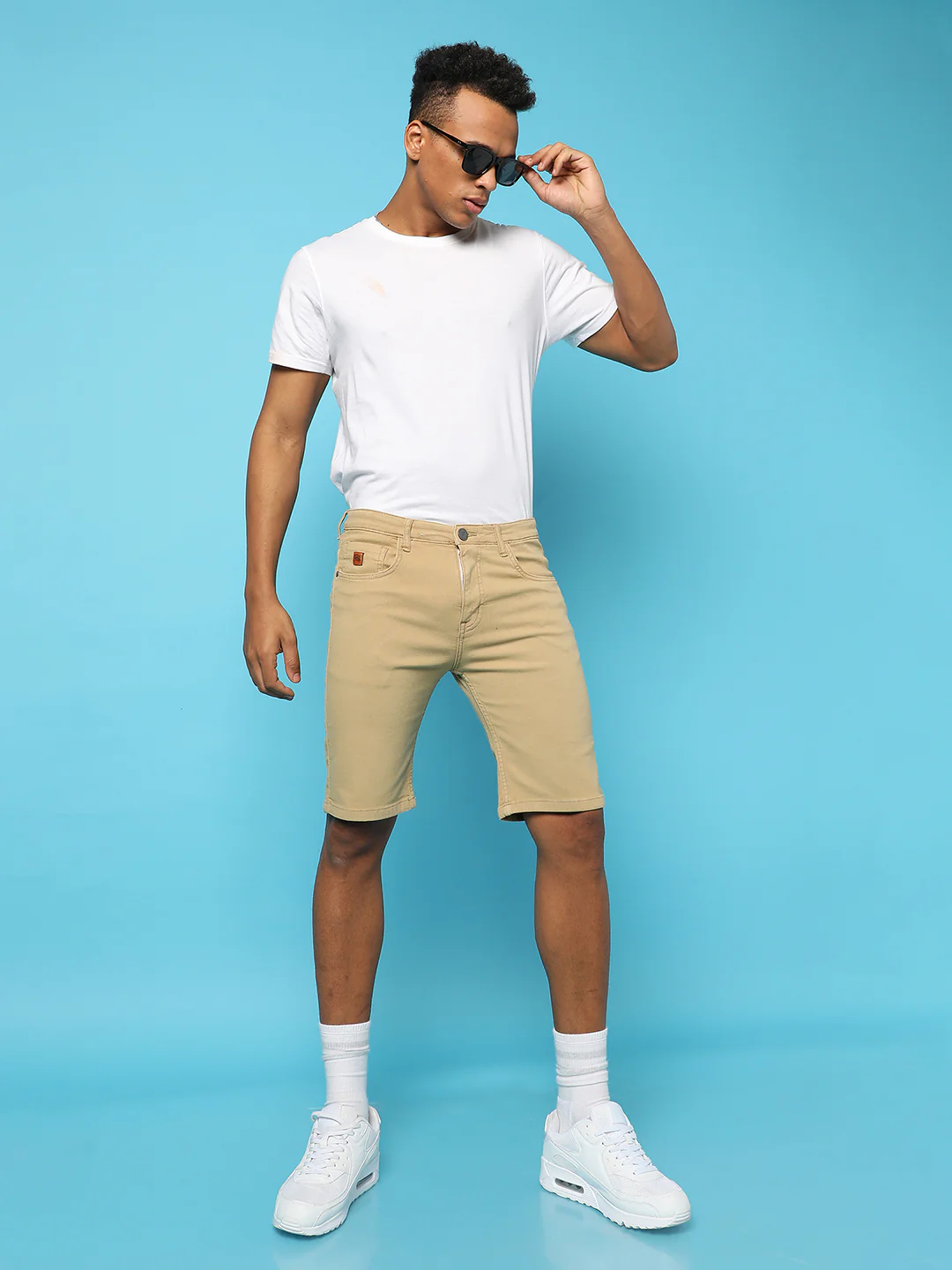 Solid Regular Denim Shorts - Image 7
