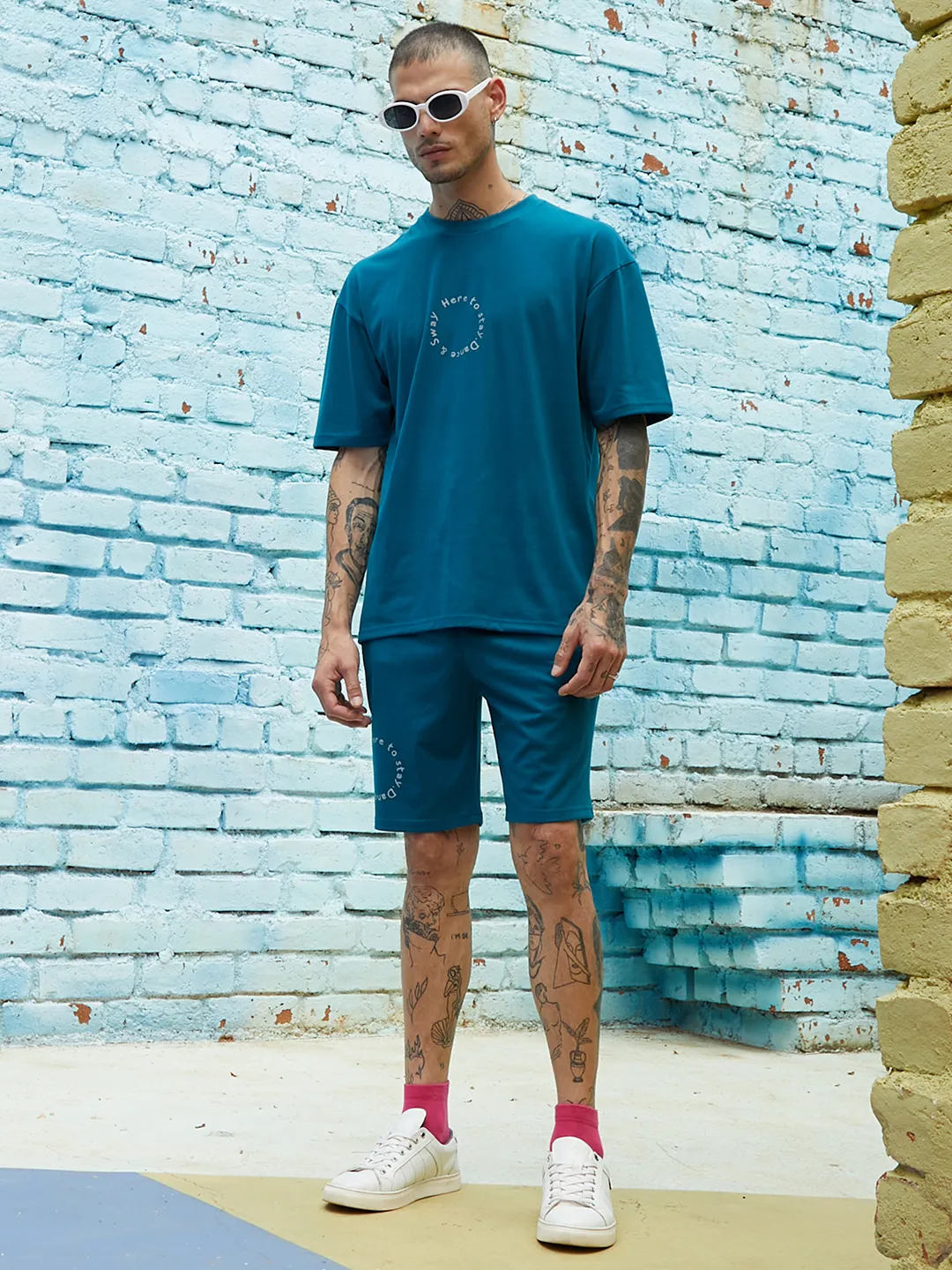 Teal Blue Oversized Orange Mouth Co-Ord Set - Image 4