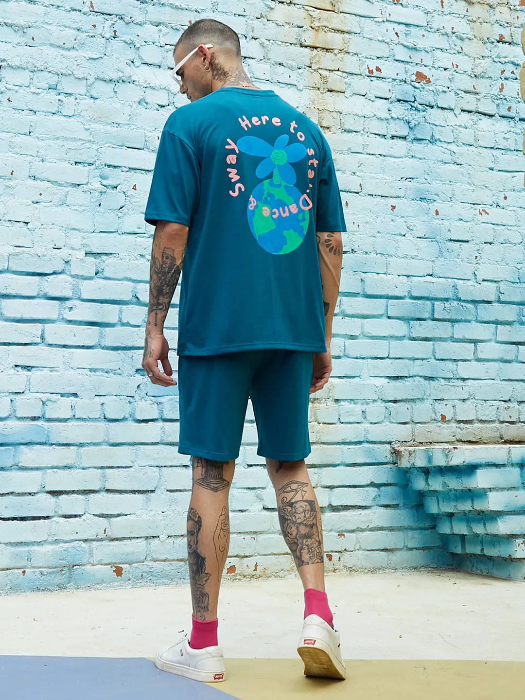 Teal Blue Oversized Orange Mouth Co-Ord Set - Image 5