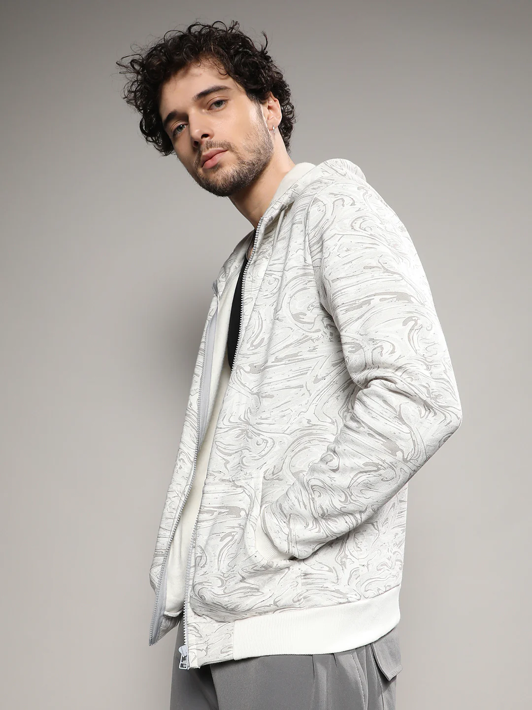 Contrast Fluid Zip Front Hoodie - Image 3