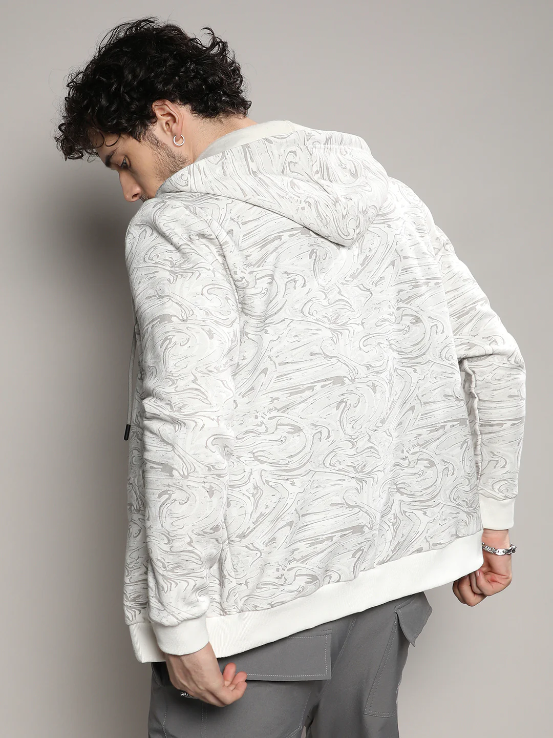 Contrast Fluid Zip Front Hoodie - Image 4