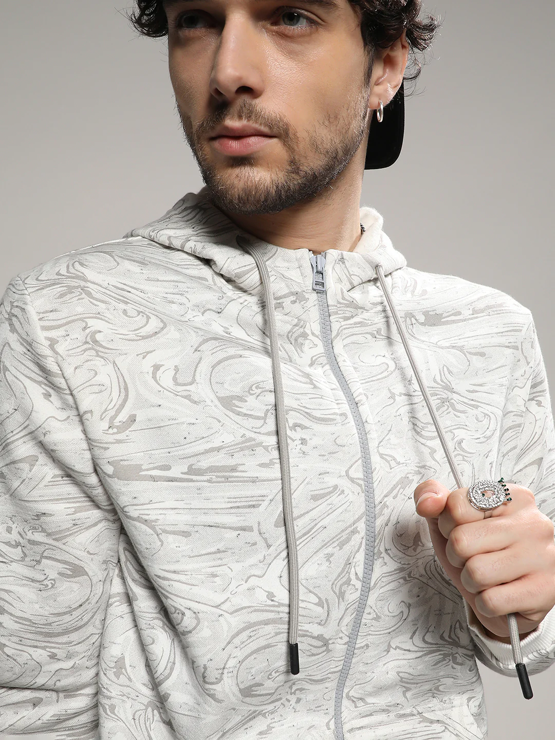 Contrast Fluid Zip Front Hoodie - Image 7