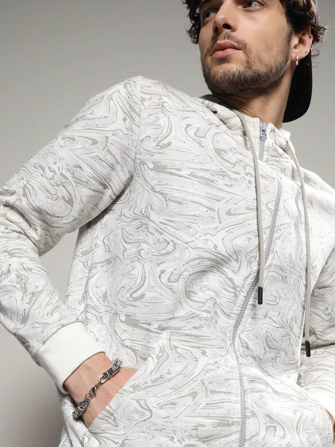 Contrast Fluid Zip Front Hoodie - Image 8