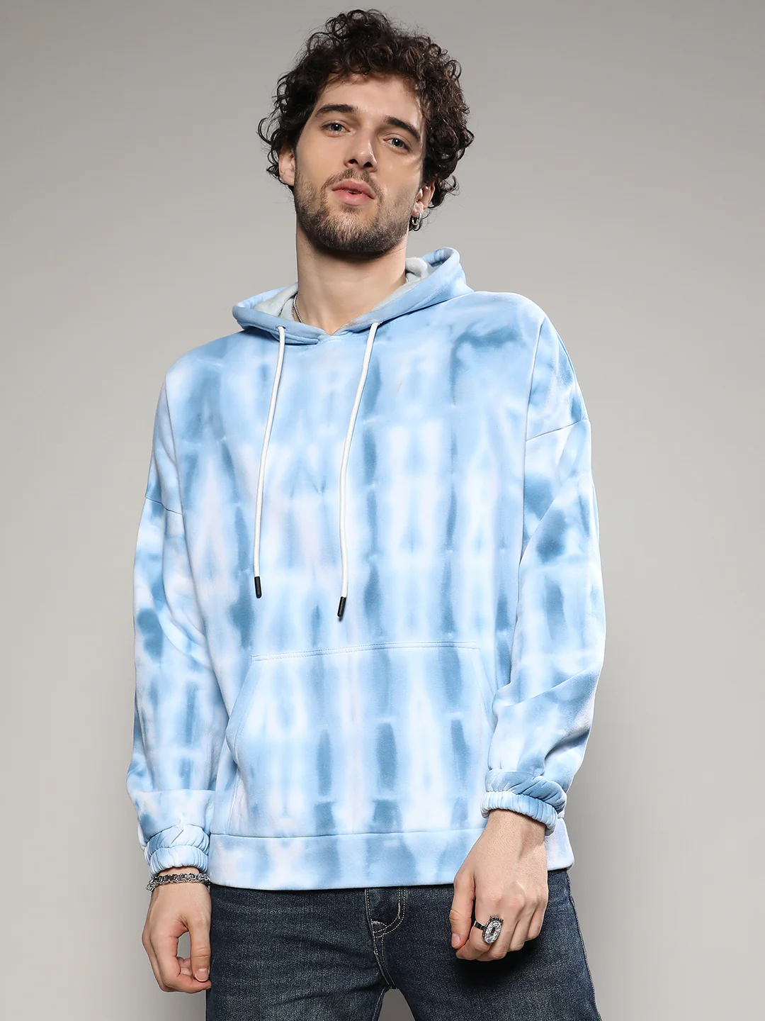 Tie Dye Oversized Hoodie With Kangaroo Pocket - Image 3
