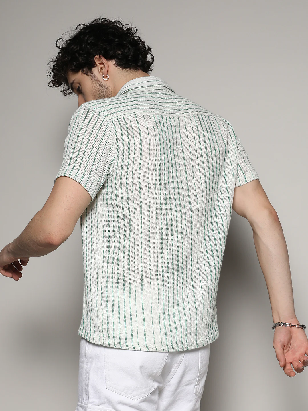 Unbalanced Striped Woven Shirt - Image 6
