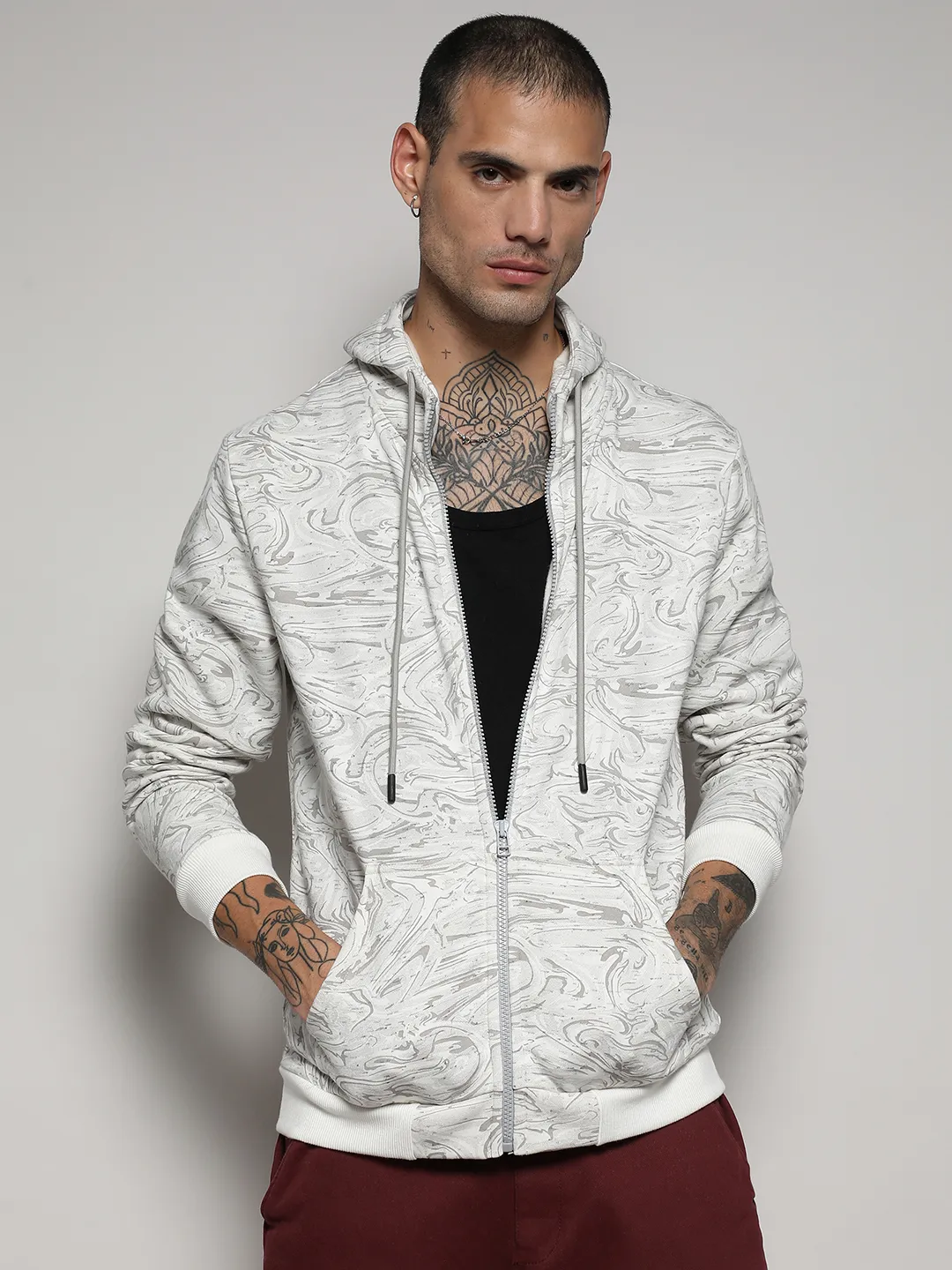 Contrast Fluid Zip Front Hoodie - Image 2