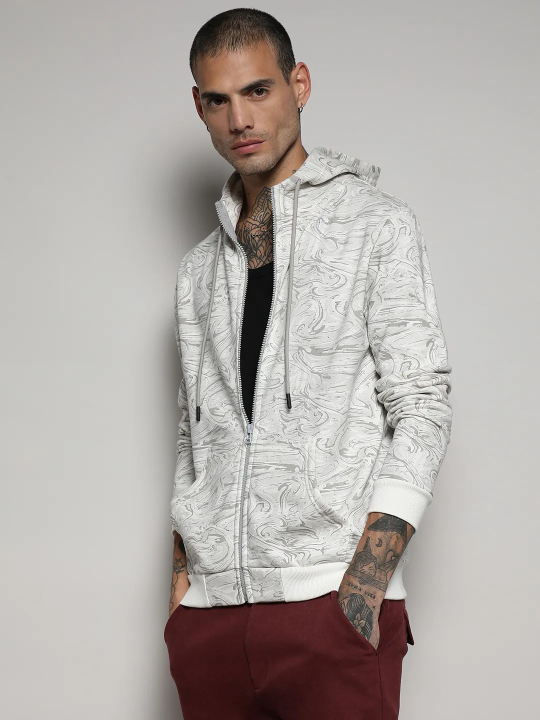 Contrast Fluid Zip Front Hoodie - Image 3