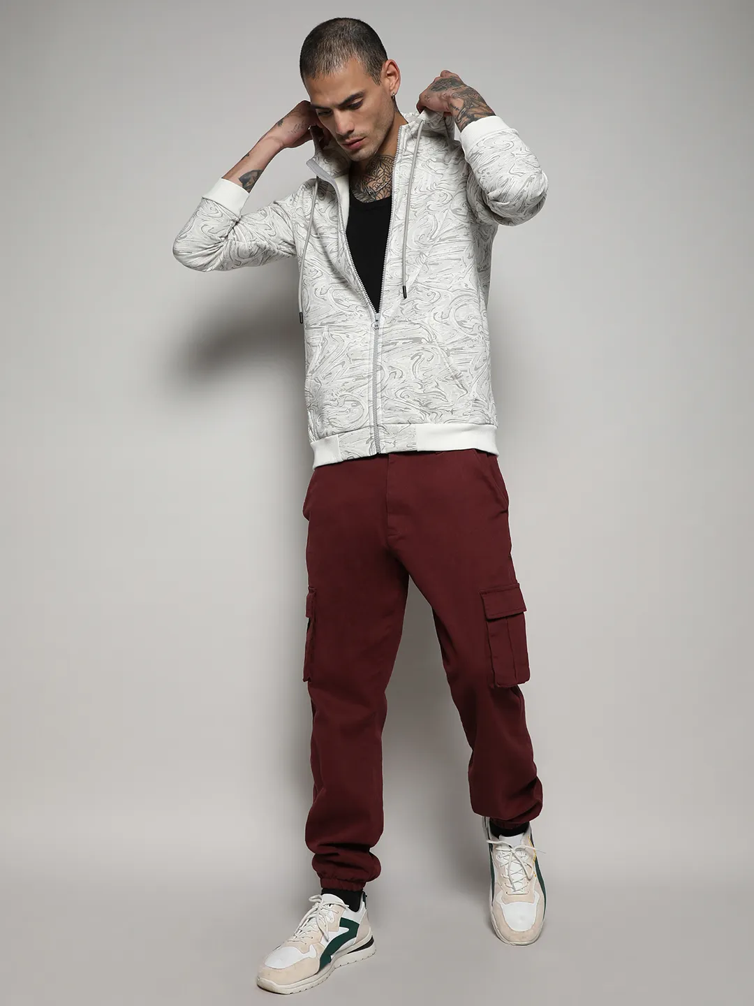 Contrast Fluid Zip Front Hoodie - Image 5