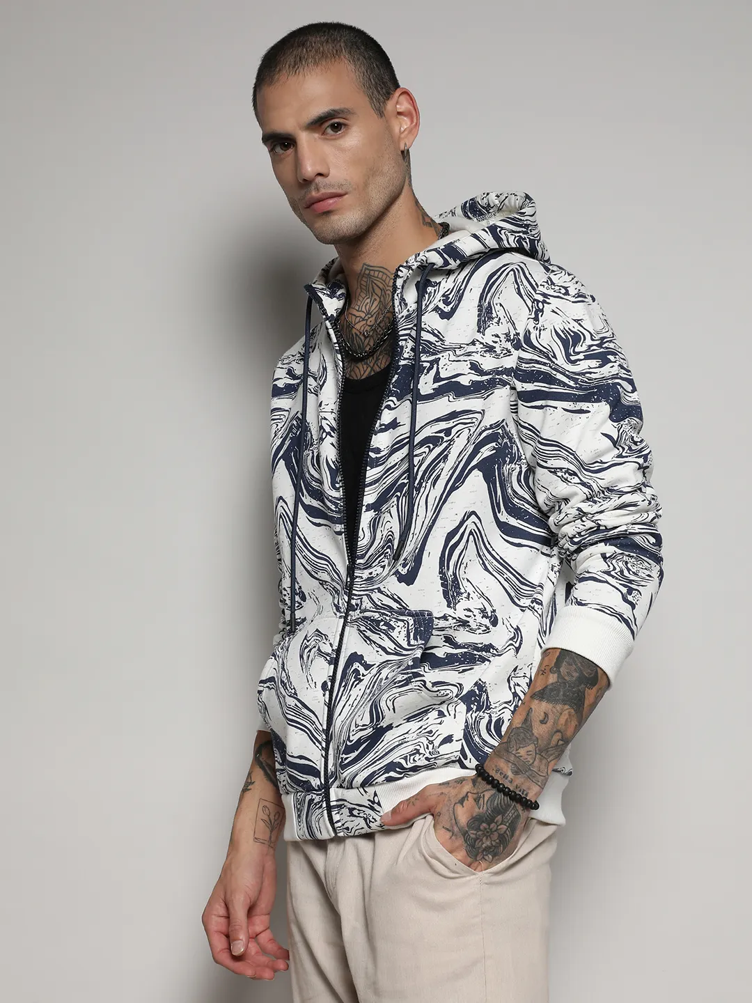 Contrast Fluid Zip Front Hoodie - Image 3