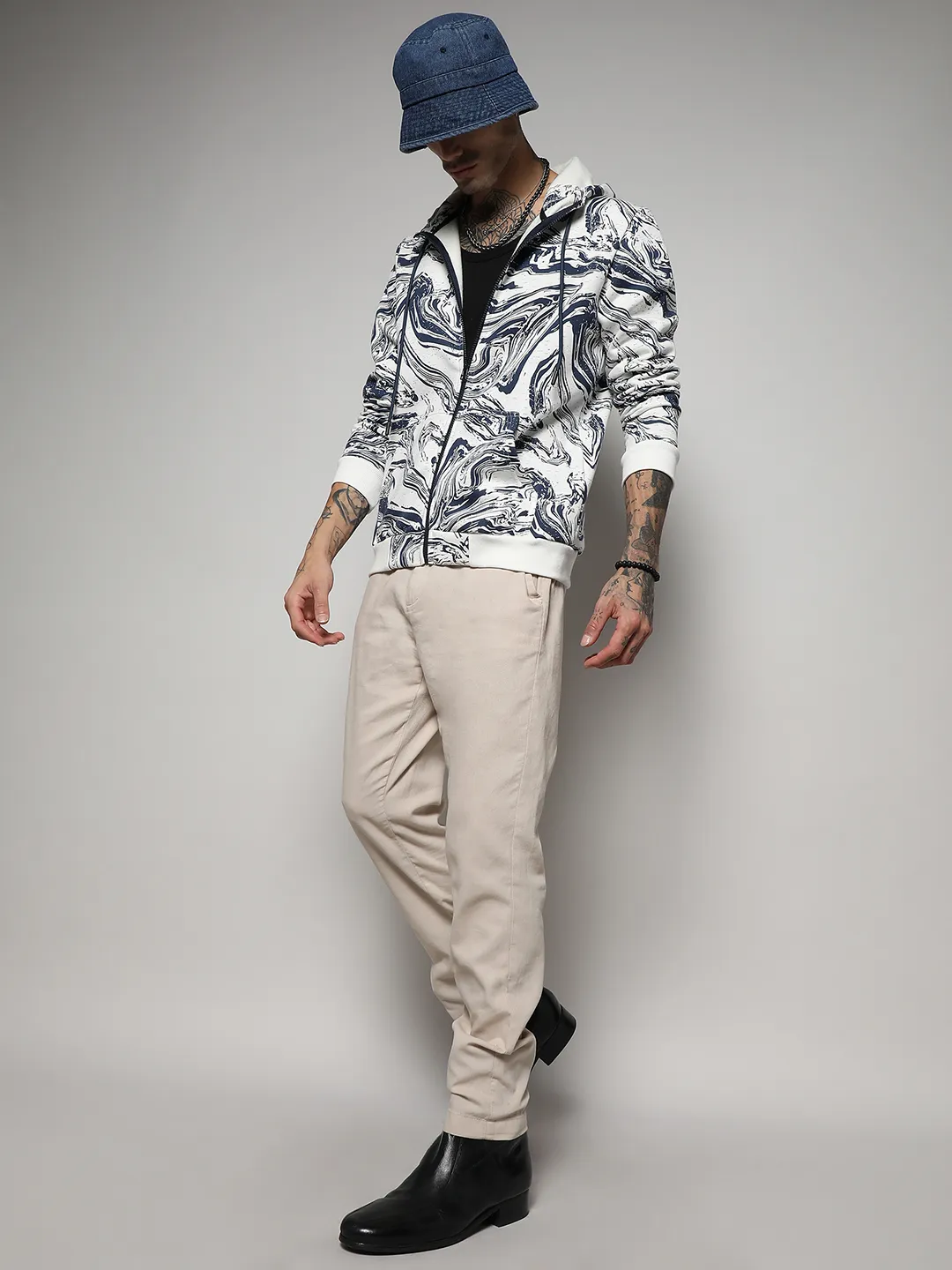 Contrast Fluid Zip Front Hoodie - Image 6