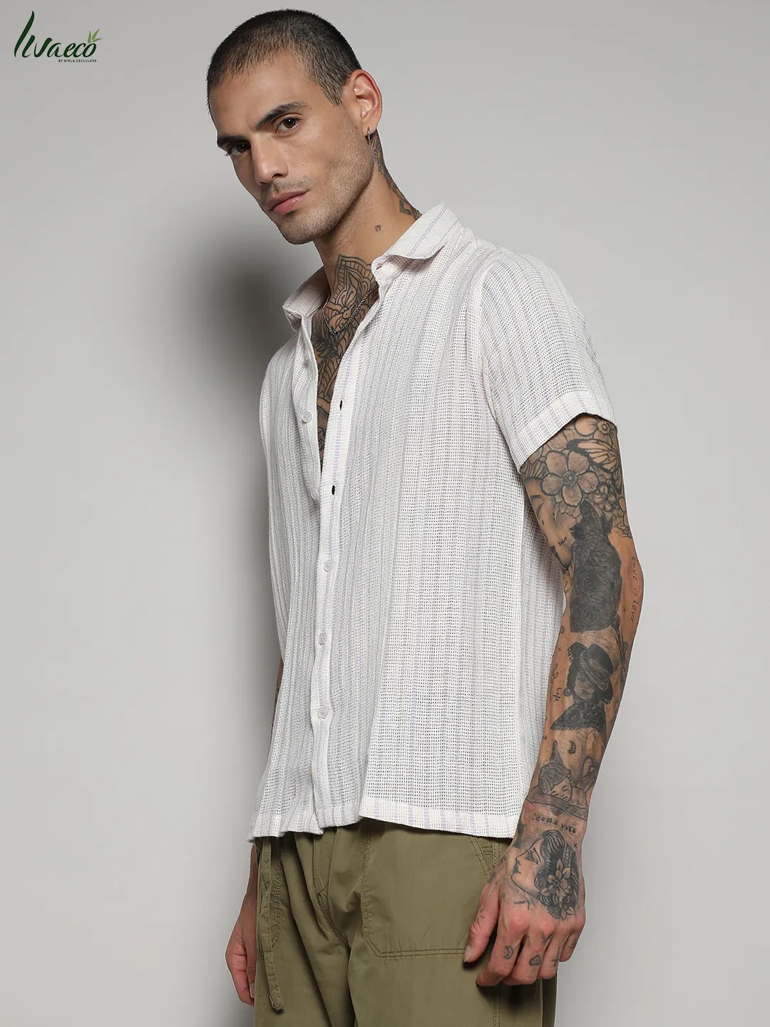 Unbalanced Striped Woven Shirt - Image 3