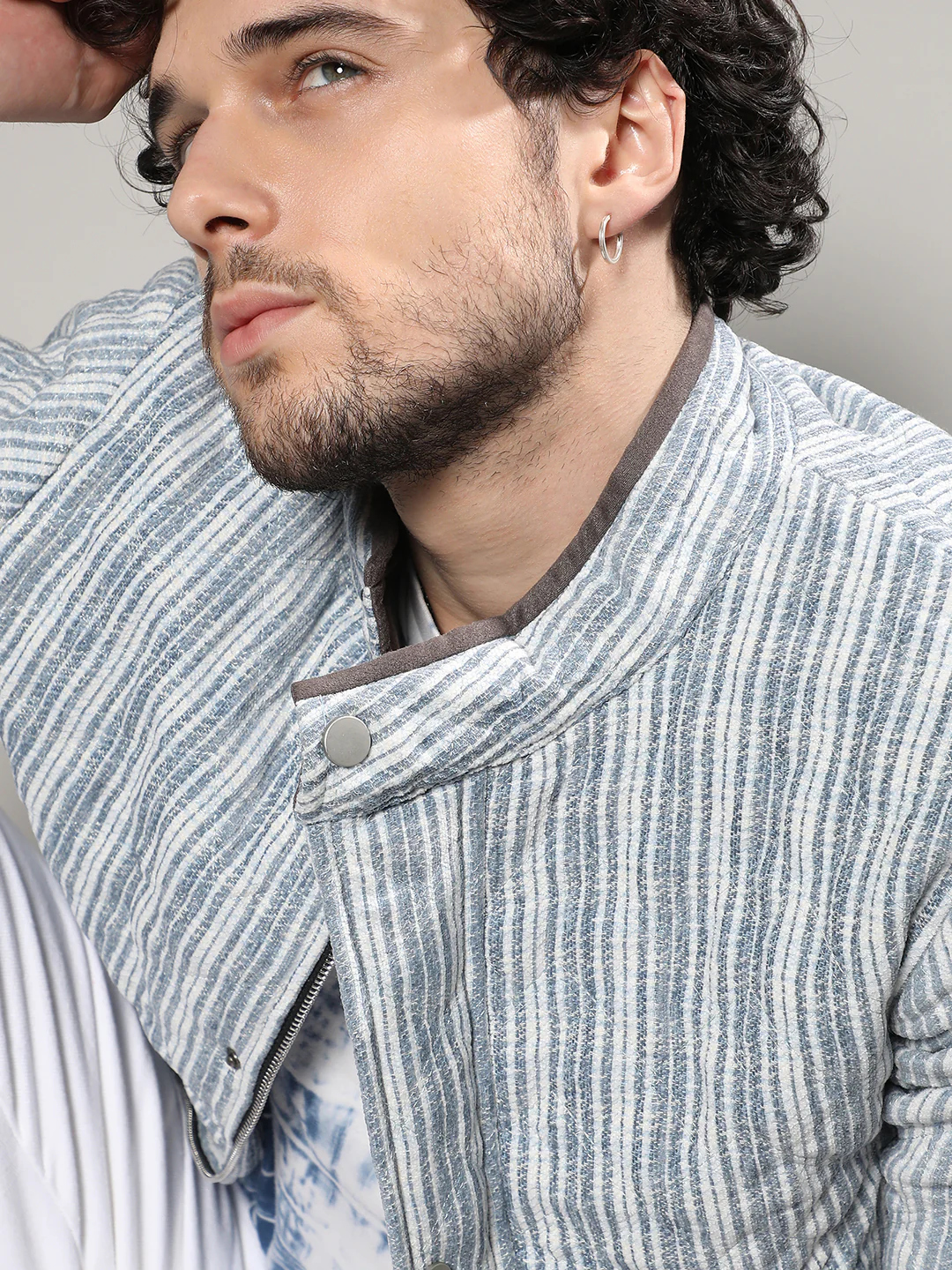Striped Quilted Bomber Jacket - Image 7