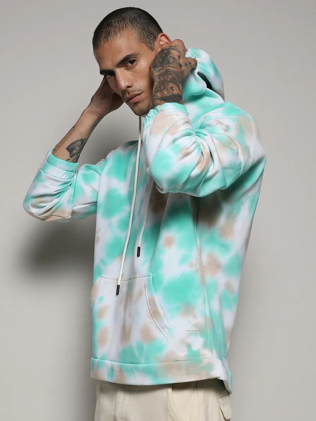 Tie-Dye Oversized Hoodie With Kangaroo Pocket - Image 3