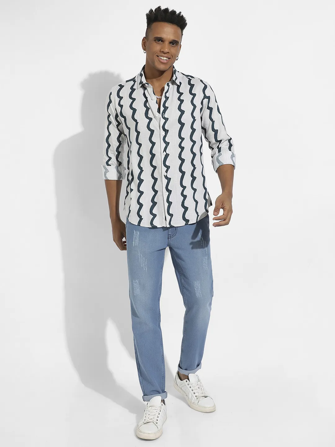 Contrast Paint Lines Shirt - Image 5