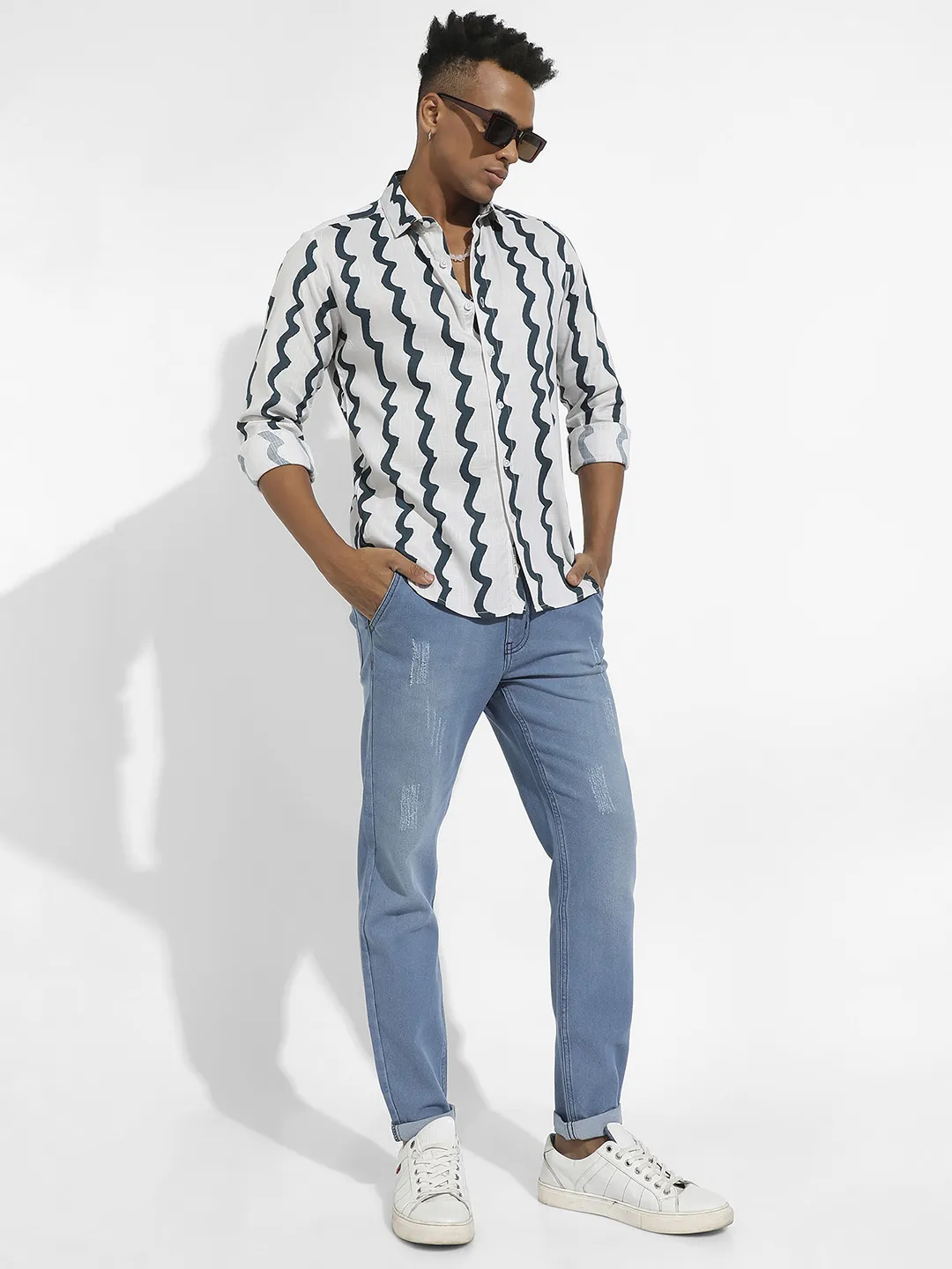 Contrast Paint Lines Shirt - Image 6