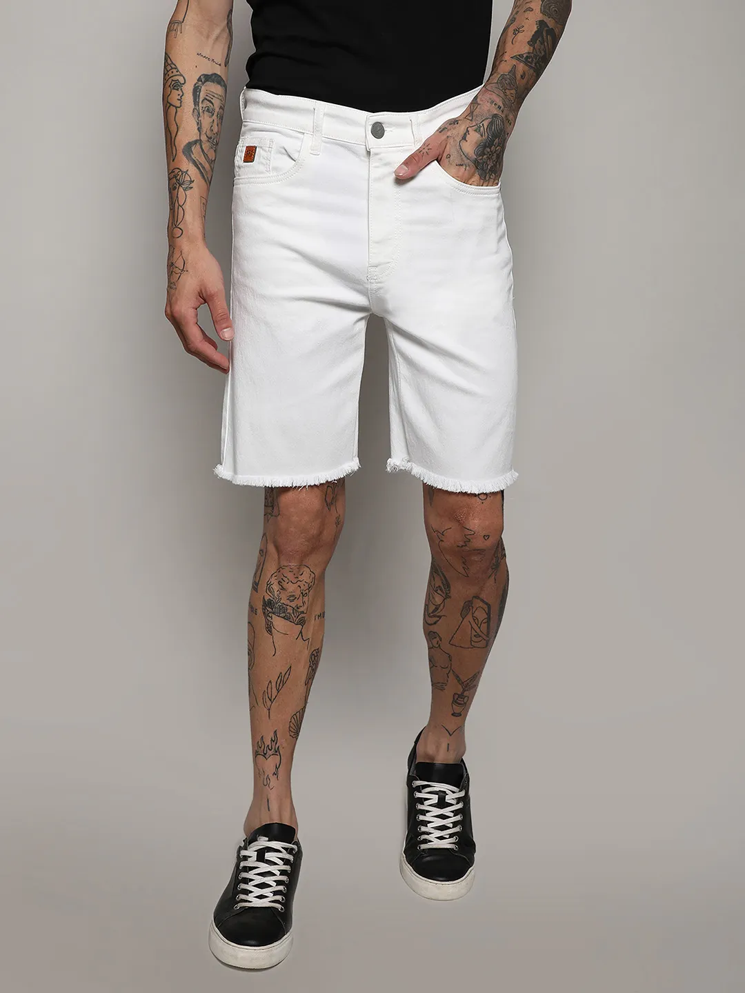 Ripped Hem Denim Shorts - Image 2