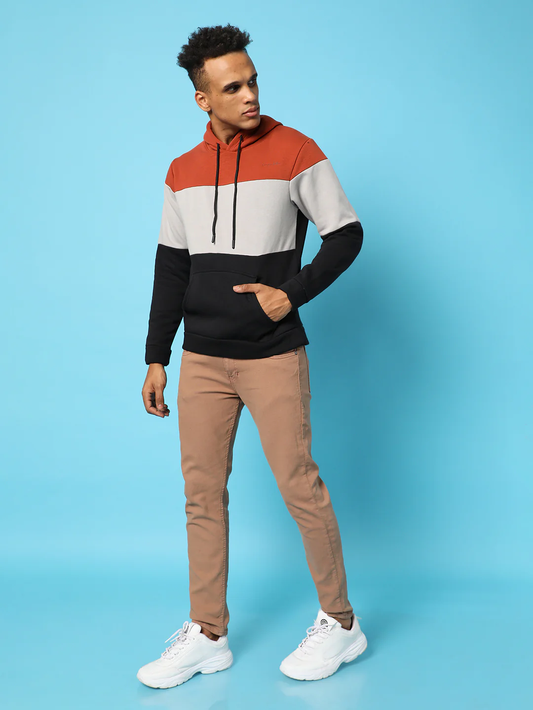 Colourblocked Hoodie With Kangaroo Pocket - Image 6