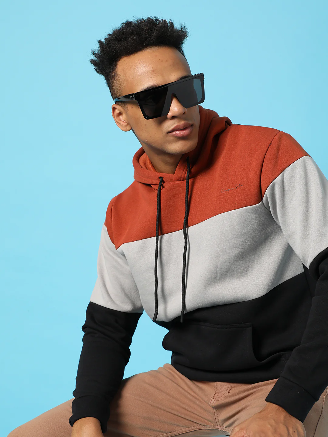 Colourblocked Hoodie With Kangaroo Pocket - Image 8