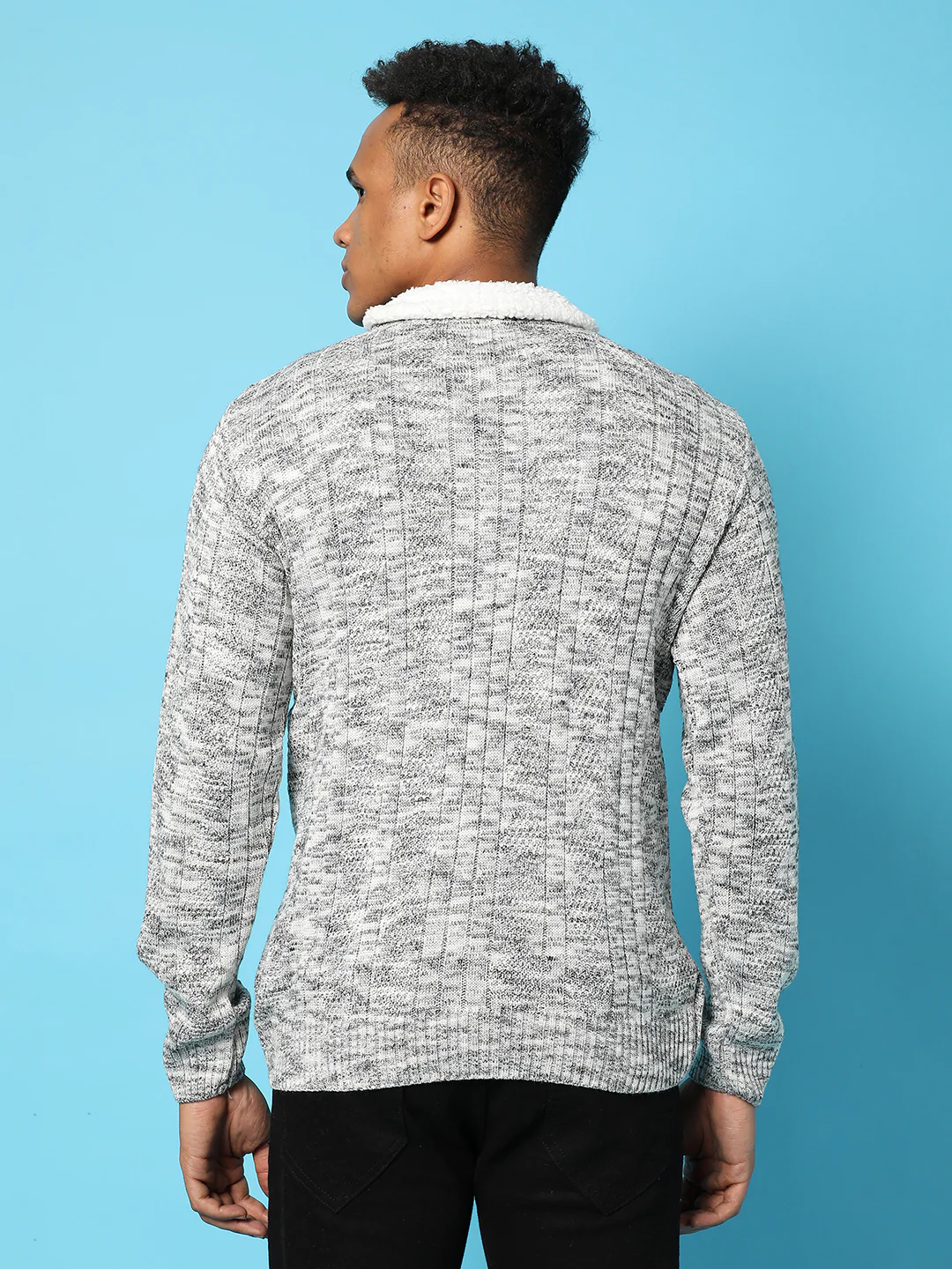 Heathered Cable Knit Sweater - Image 4