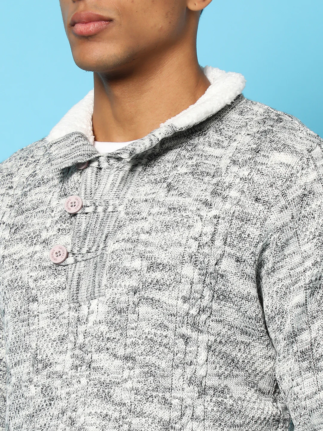 Heathered Cable Knit Sweater - Image 5