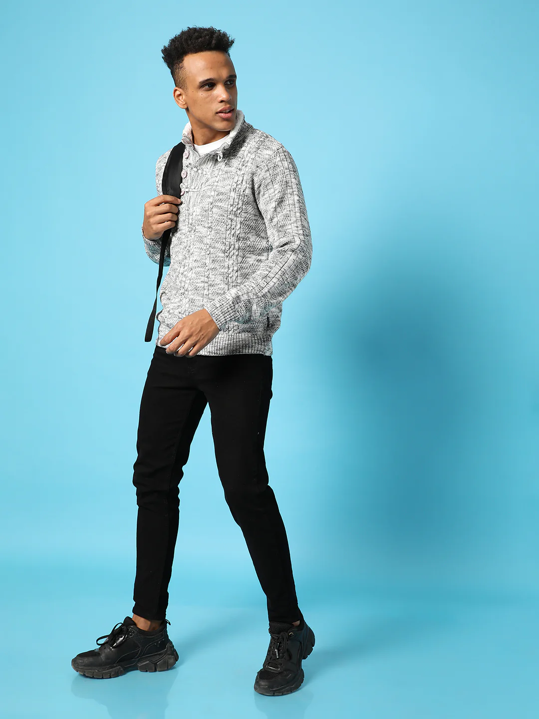 Heathered Cable Knit Sweater - Image 7