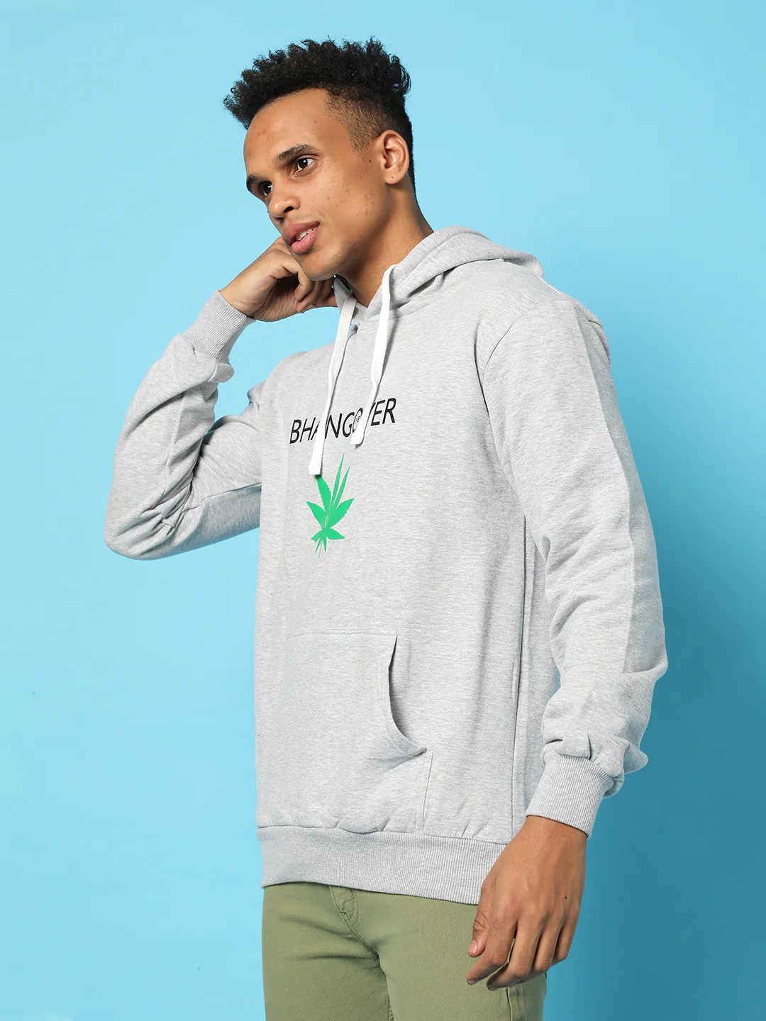 Typography Print Hoodie With Kangaroo Pocket - Image 3
