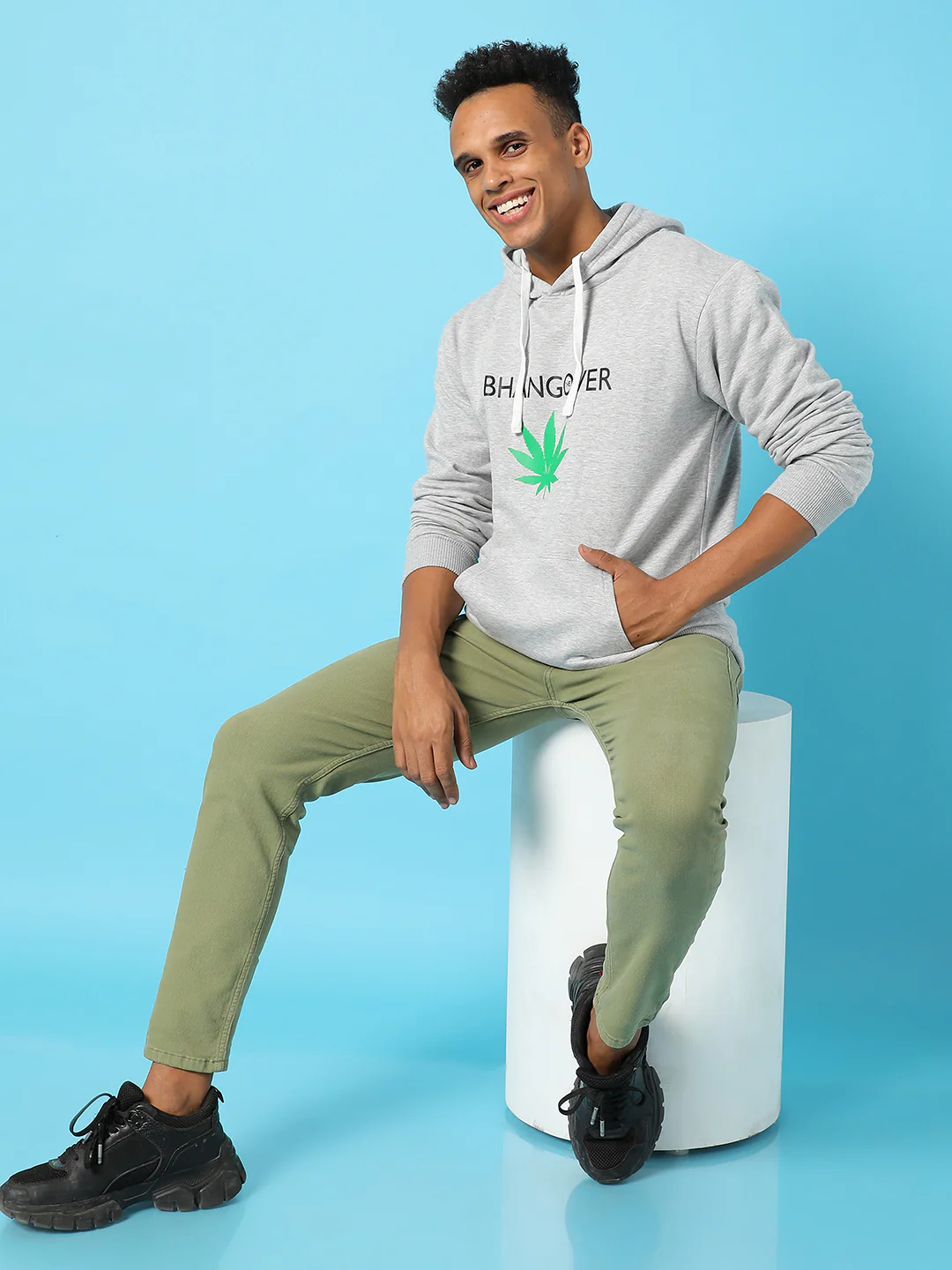 Typography Print Hoodie With Kangaroo Pocket - Image 7