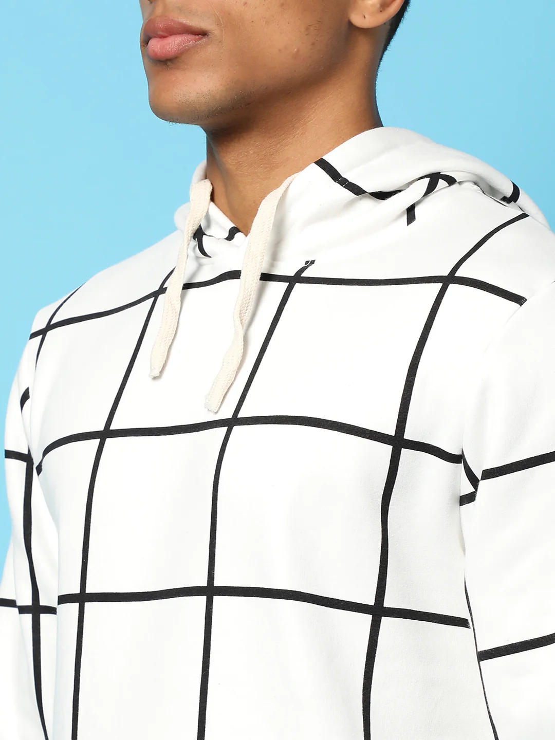 Contrast Graph Check Hoodie With Kangaroo Pocket - Image 5