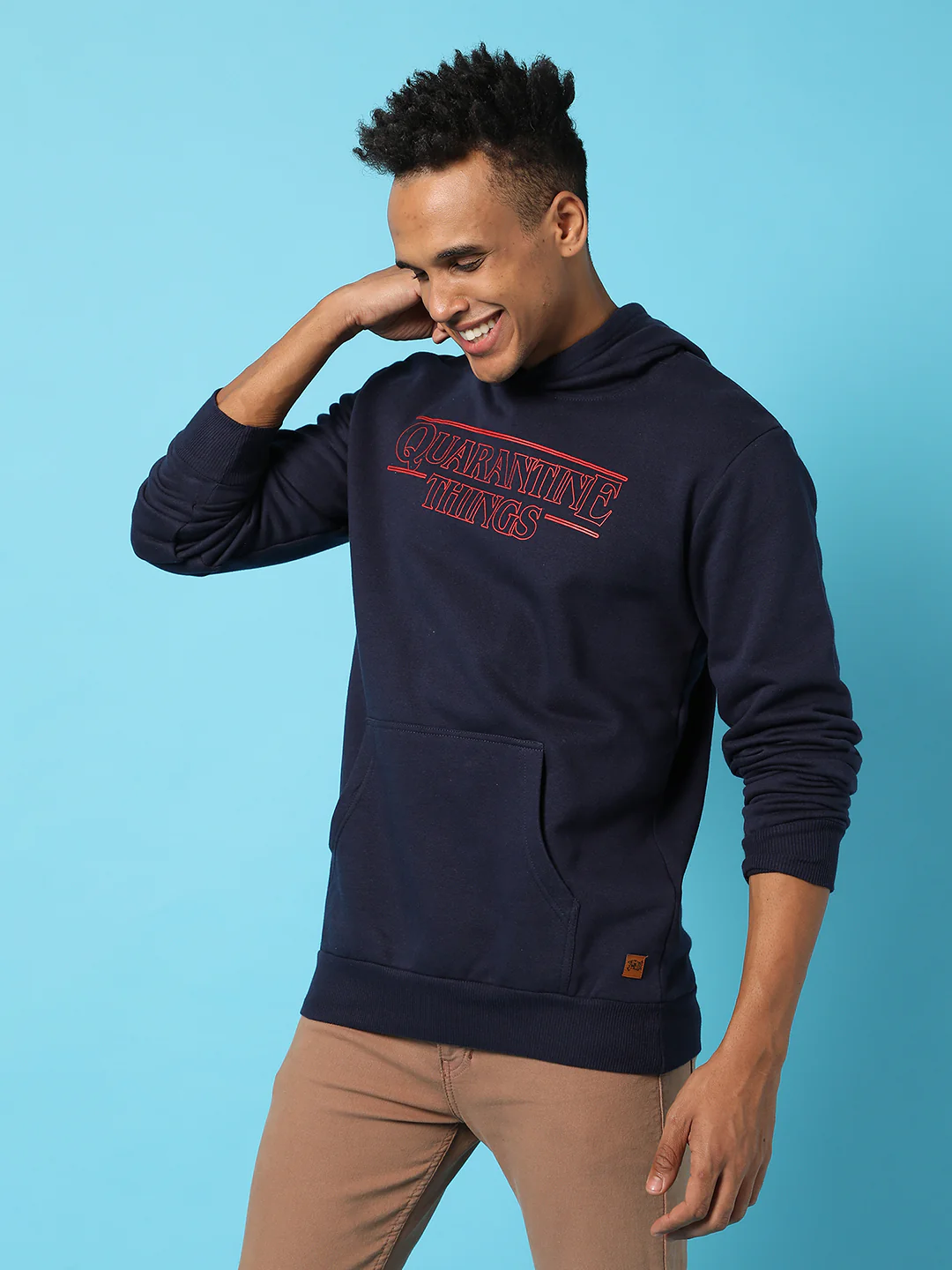 Typography Print Hoodie With Kangaroo Pocket - Image 3