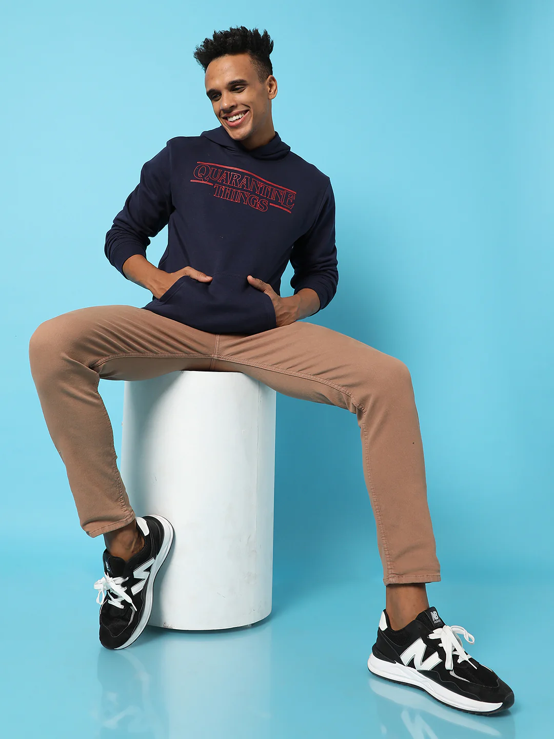 Typography Print Hoodie With Kangaroo Pocket - Image 6