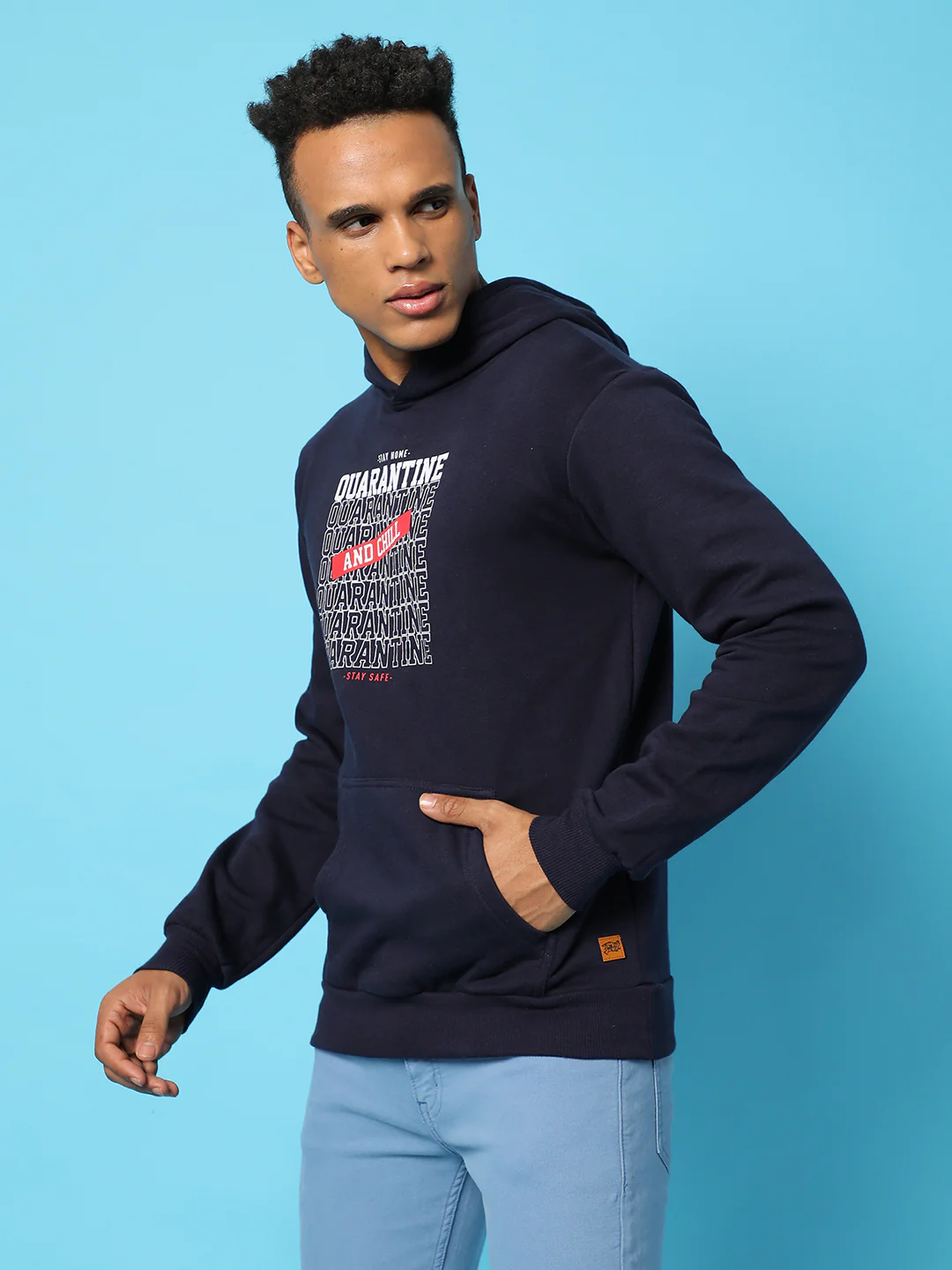 Typography Print Hoodie With Kangaroo Pocket - Image 3